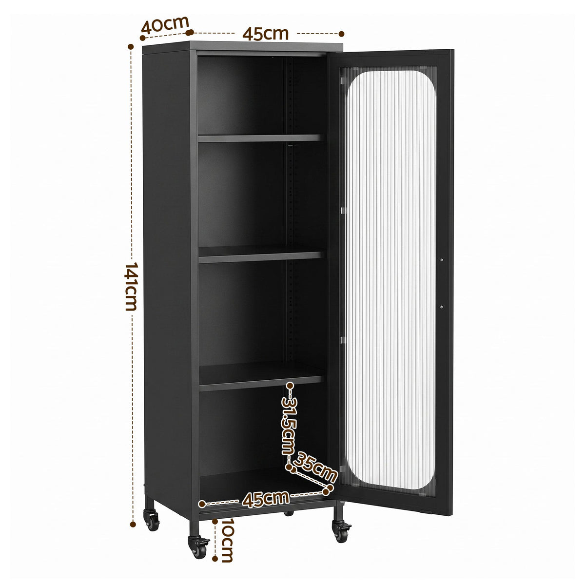Artiss Buffet Cabinet Sideboard X2 Slim Kitchen Storage Trolley Wheels Black