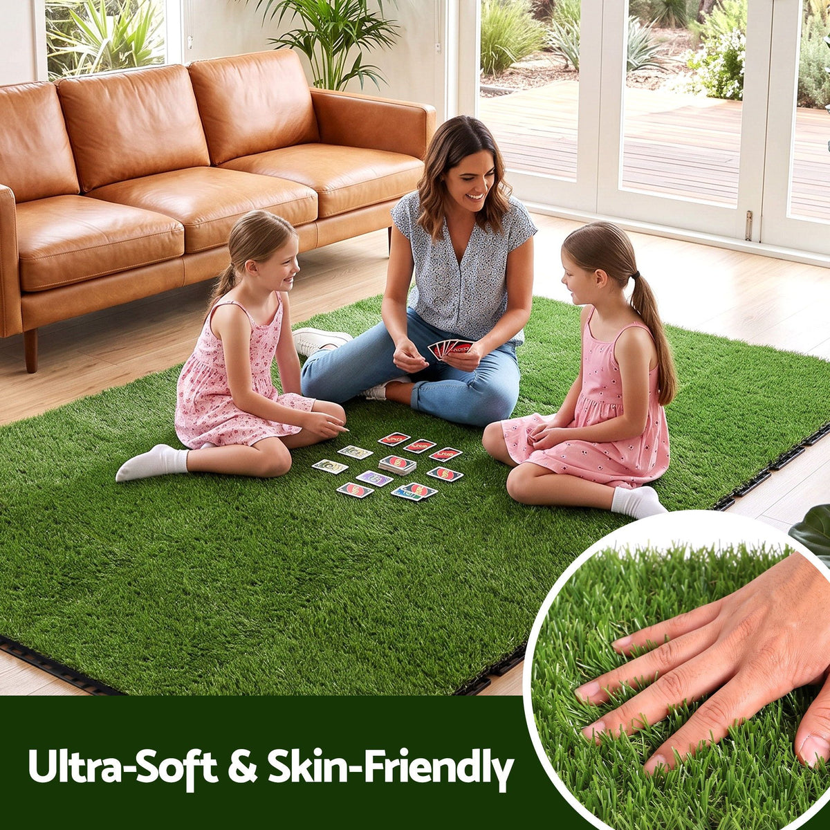 Prime Turf Artificial Grass Turf Tiles Interlocking Fake Grass Mat for Balcony Pet 24 Pack