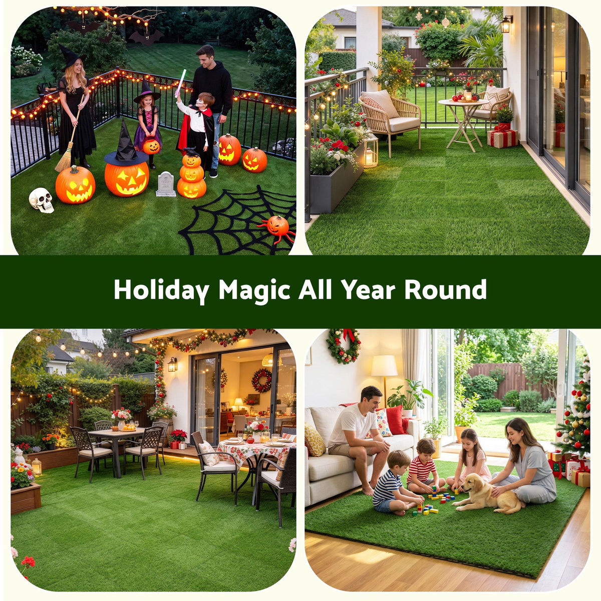Prime Turf Artificial Grass Turf Tiles Interlocking Fake Grass Mat for Balcony Pet 24 Pack