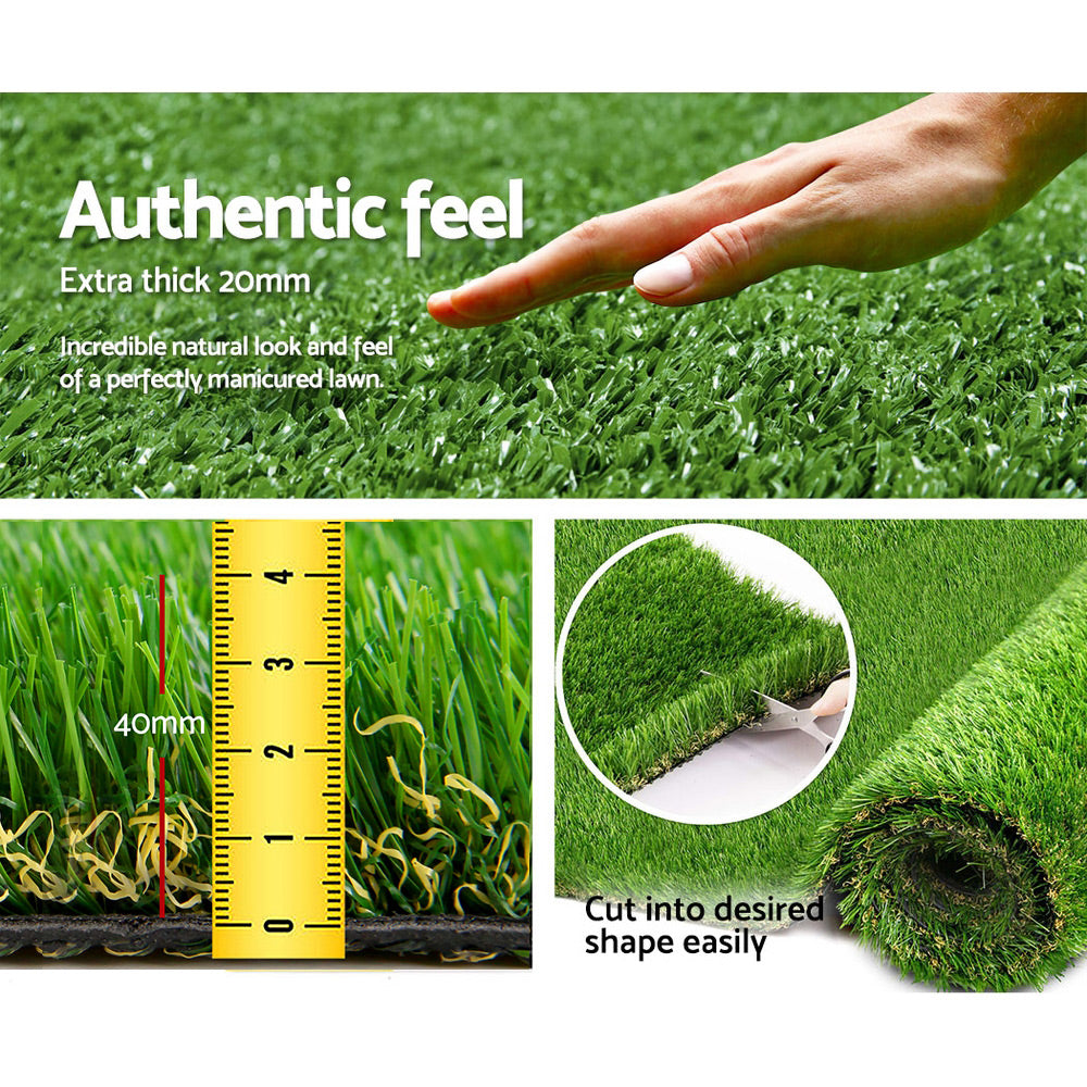 Prime Turf Artificial Grass 40mm 2mx5m Synthetic Fake Lawn Turf Plastic Plant 4-coloured