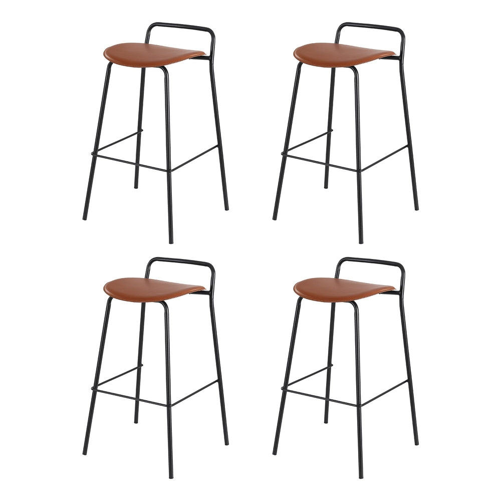 4x Artiss Bar Stools Kitchen Counter Dining Chair Metal Brown