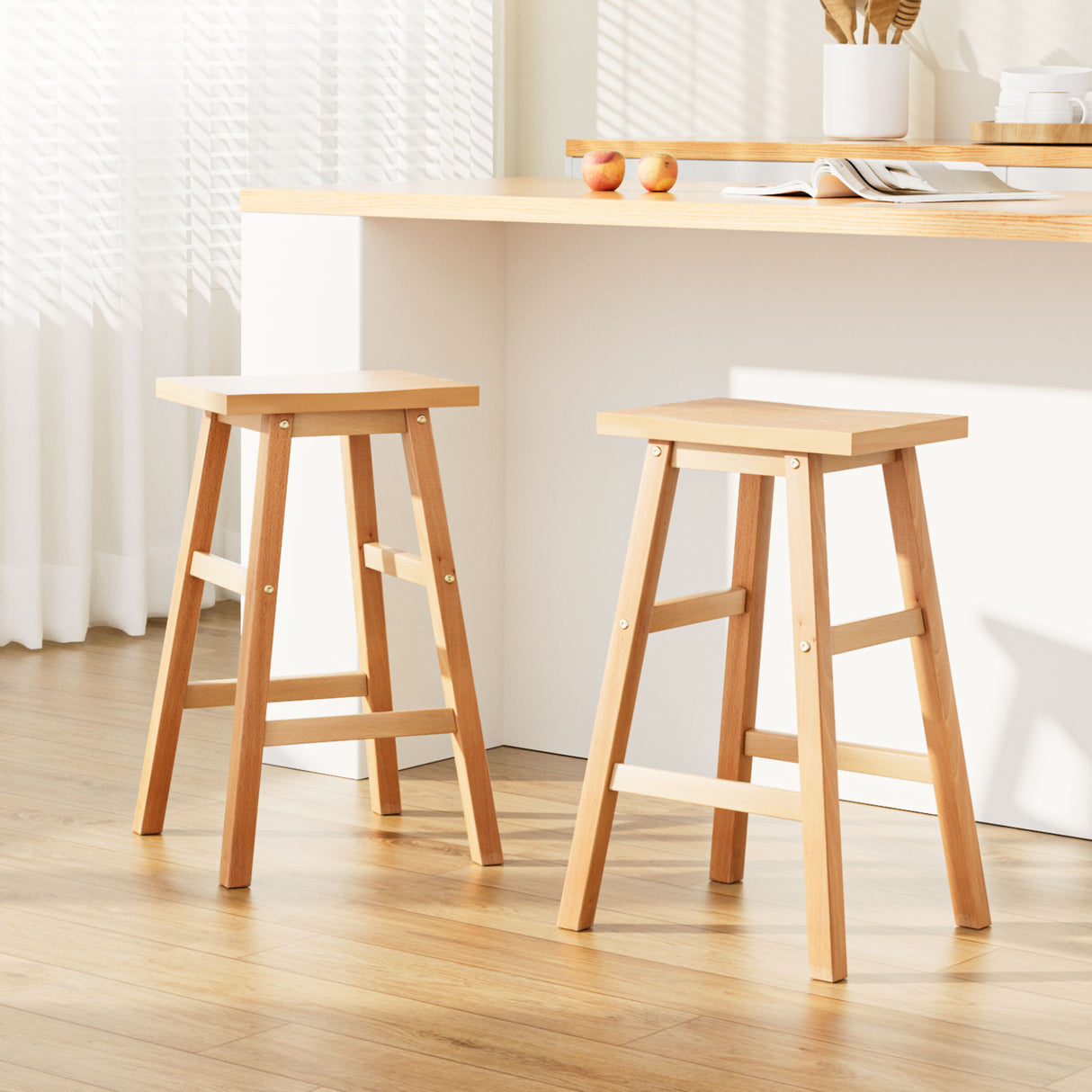 Bar Stools Kitchen Counter Barstools Baden Natural x2