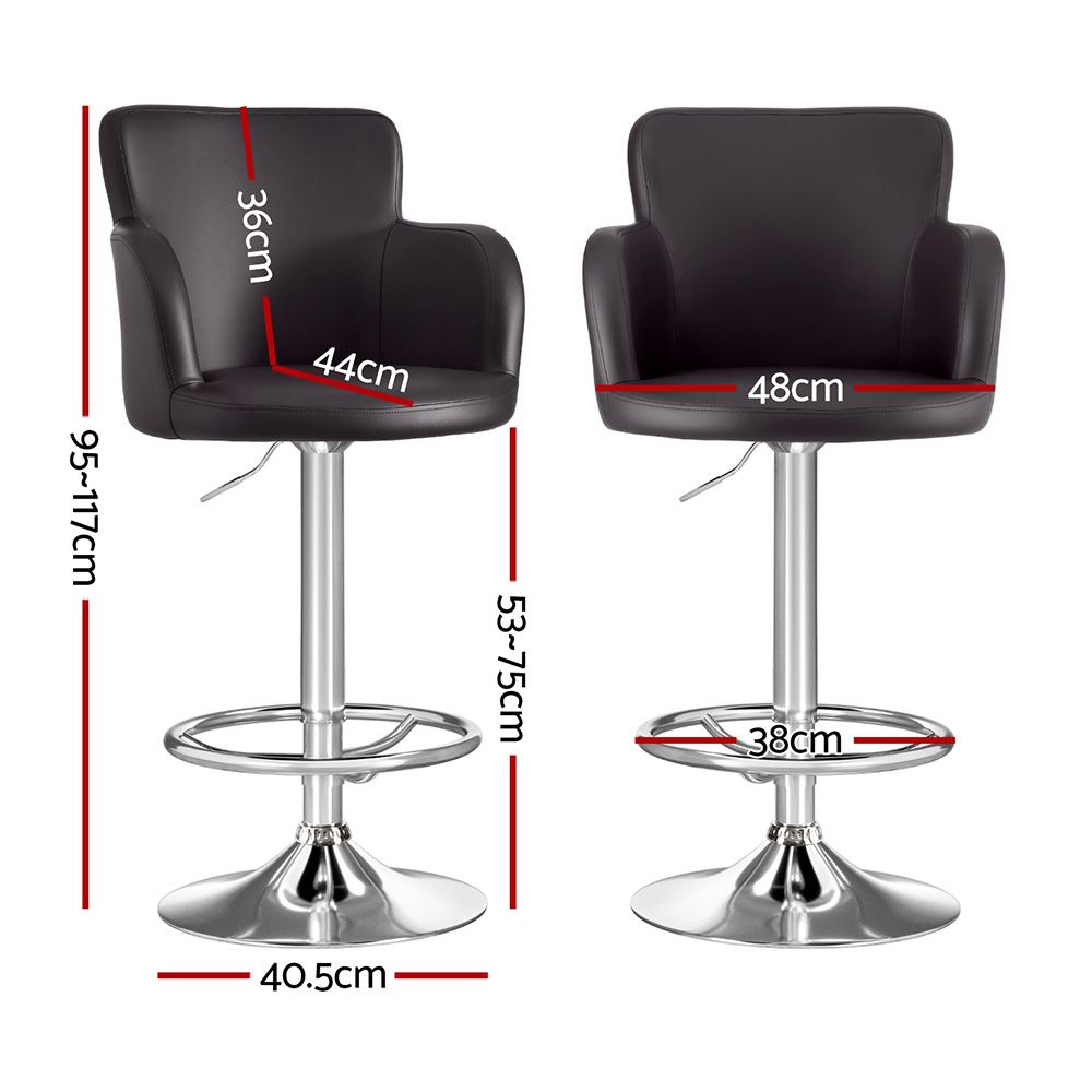 Artiss 3x Bar Stools Counter Chairs Swivel Adjustable Tub PU Leather Brown