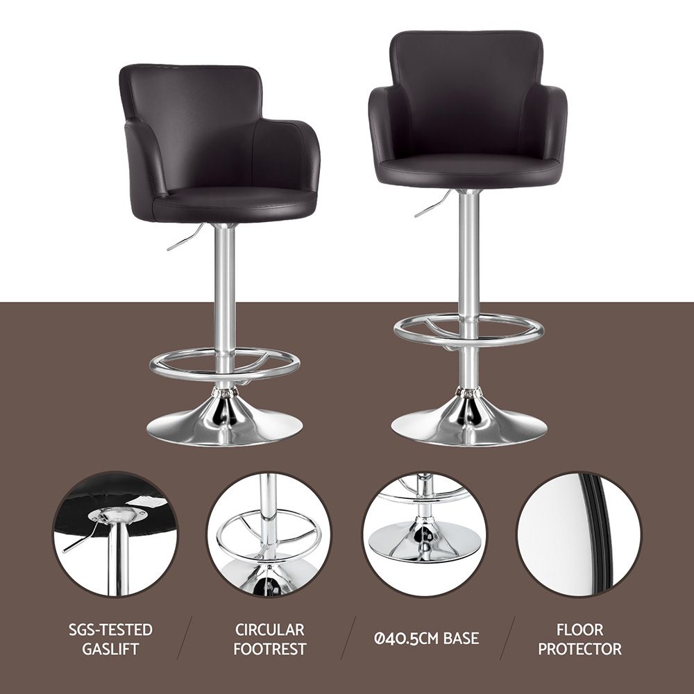 Artiss 3x Bar Stools Counter Chairs Swivel Adjustable Tub PU Leather Brown