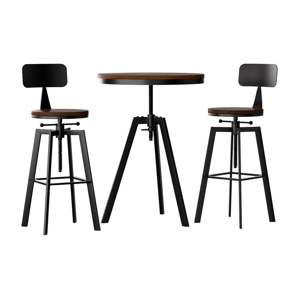 Artiss Bar Table and Stools Set Dining Desk Industrial Kitchen Chairs Cafe Pub