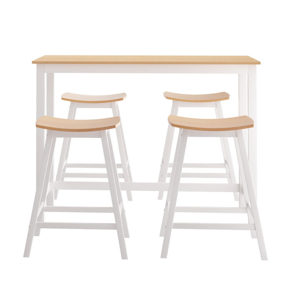 Artiss Bar Table and Stools Set Dining Desk Solid Wood Kitchen Chairs Cafe Pub