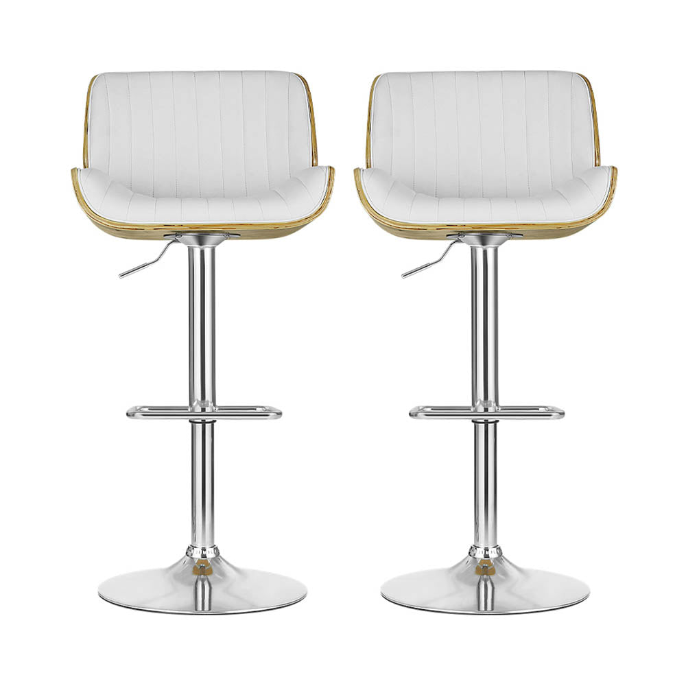 Ayla 2x Bar Stools Adjustable Leather Chairs