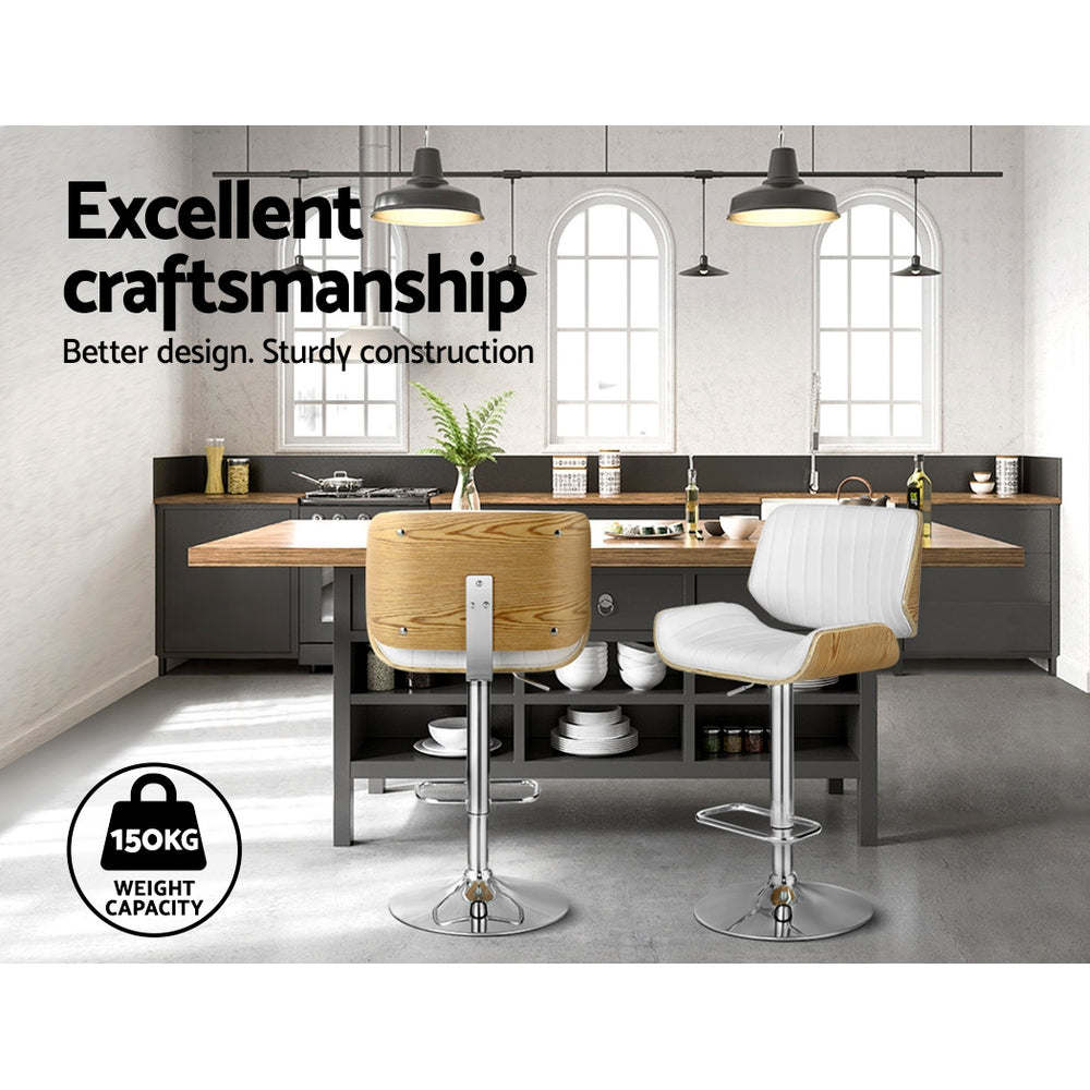 Ayla 2x Bar Stools Adjustable Leather Chairs