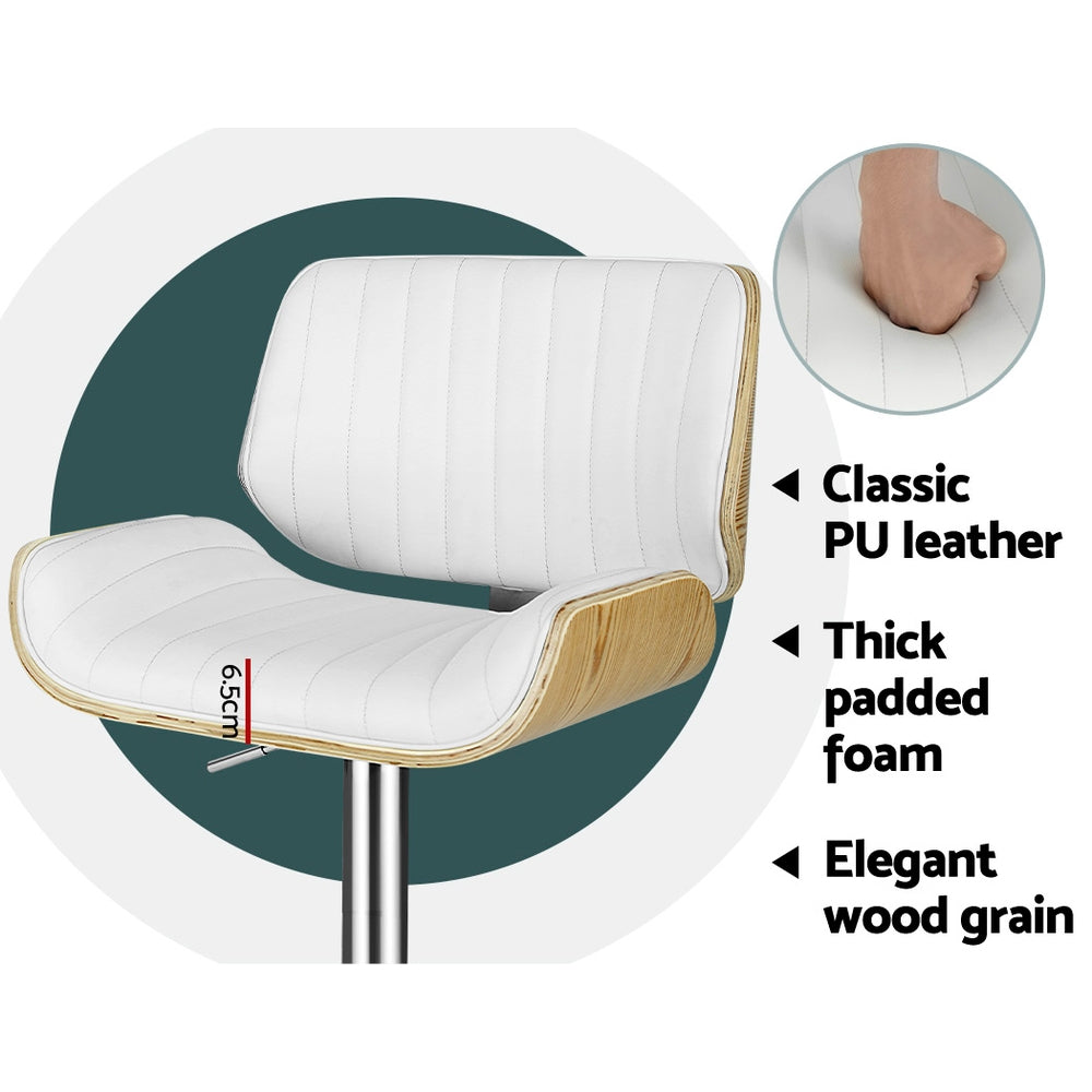 Ayla 2x Bar Stools Adjustable Leather Chairs