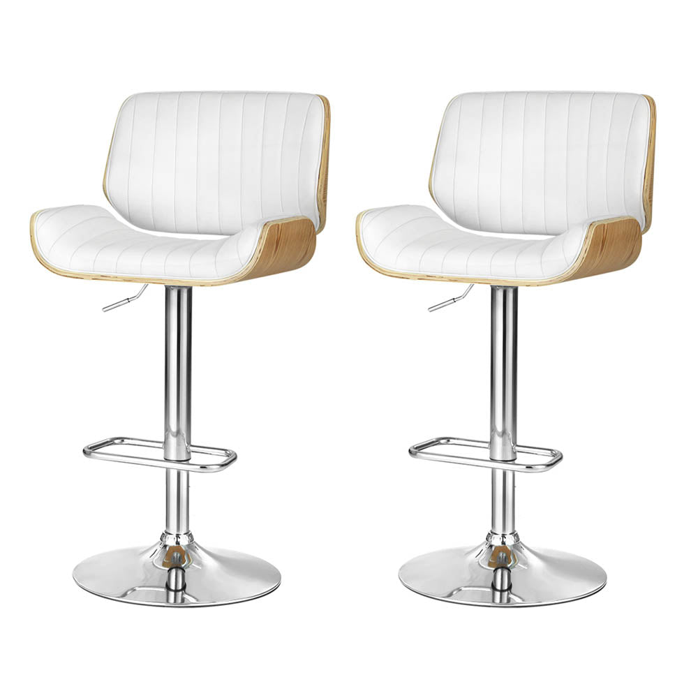 Ayla 2x Bar Stools Adjustable Leather Chairs