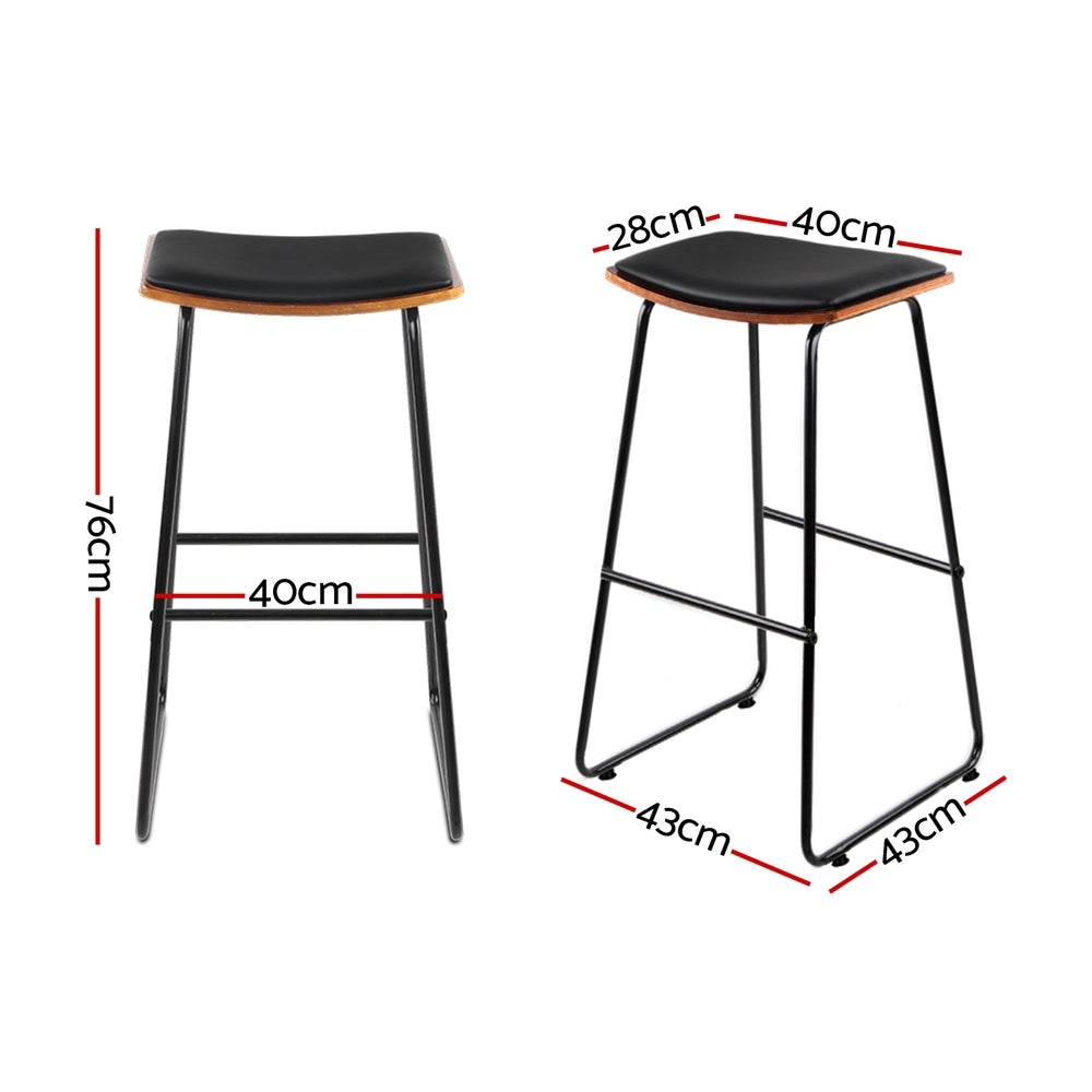 Porter 4x Bar Stools Leather Padded Metal
