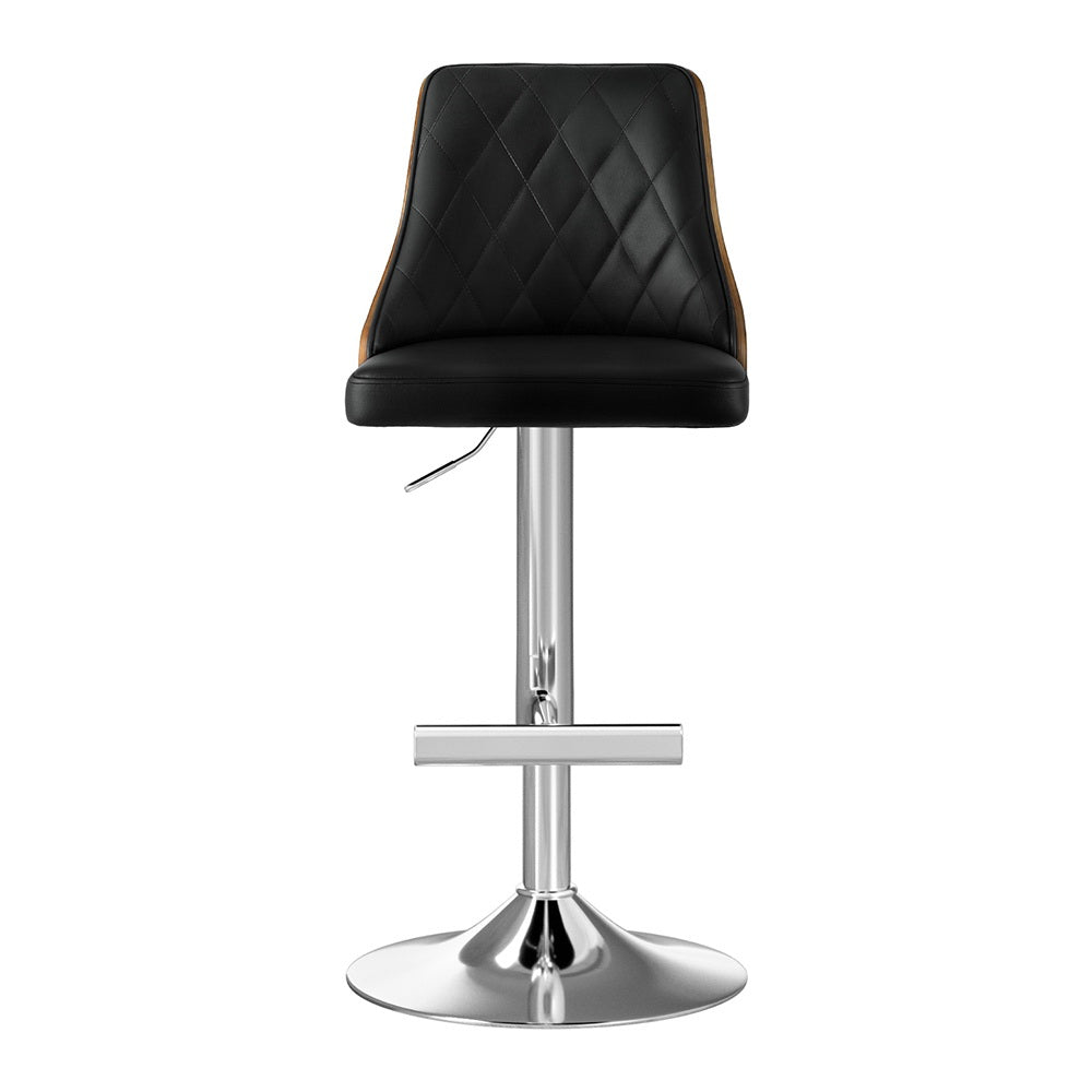 Artiss Bar Stool Bentwood Swivel Adjustable Kitchen Counter Stool Leather Black