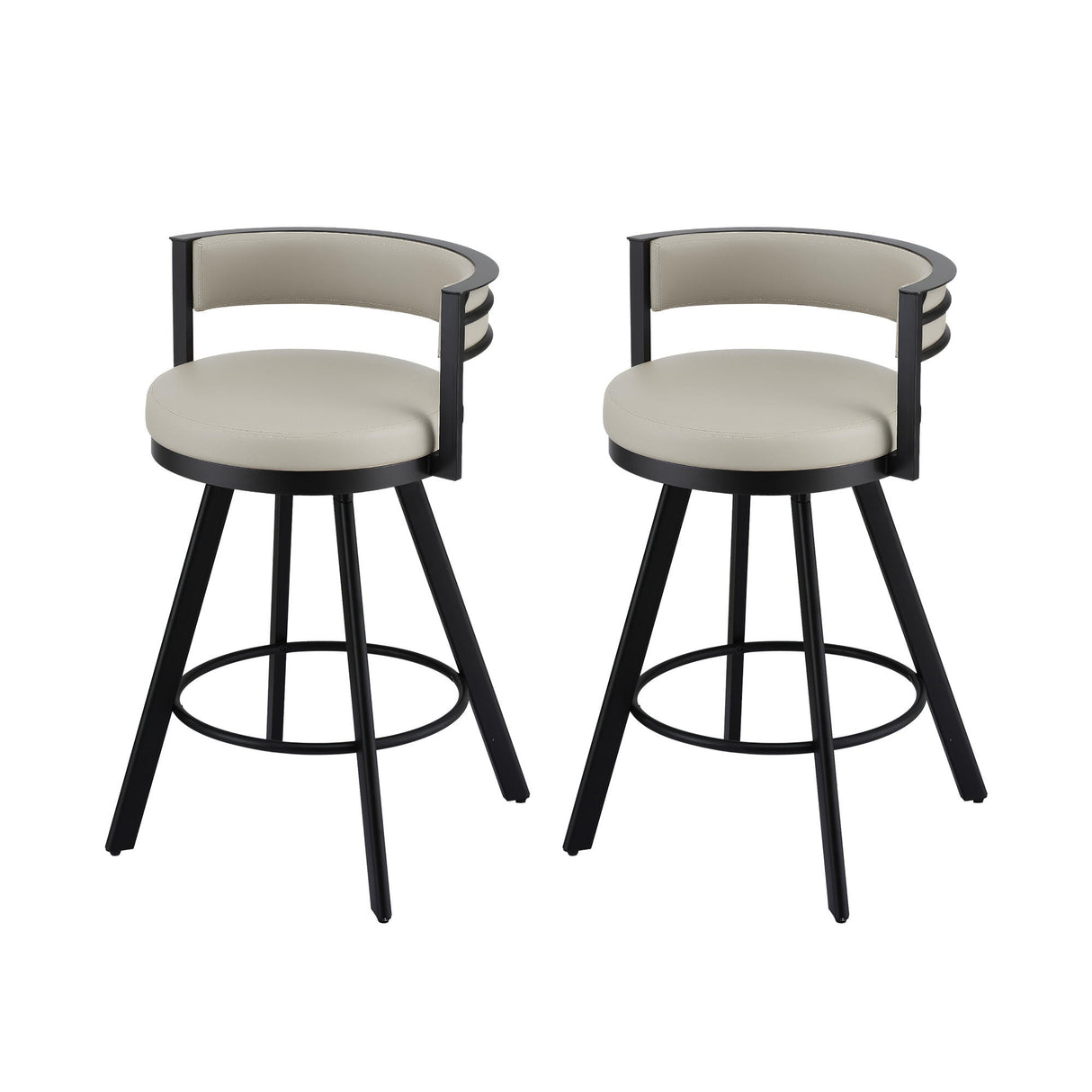 Artiss Bar Stools Set of 2 Swivel Kitchen Chair Metal Counter Beige Leather