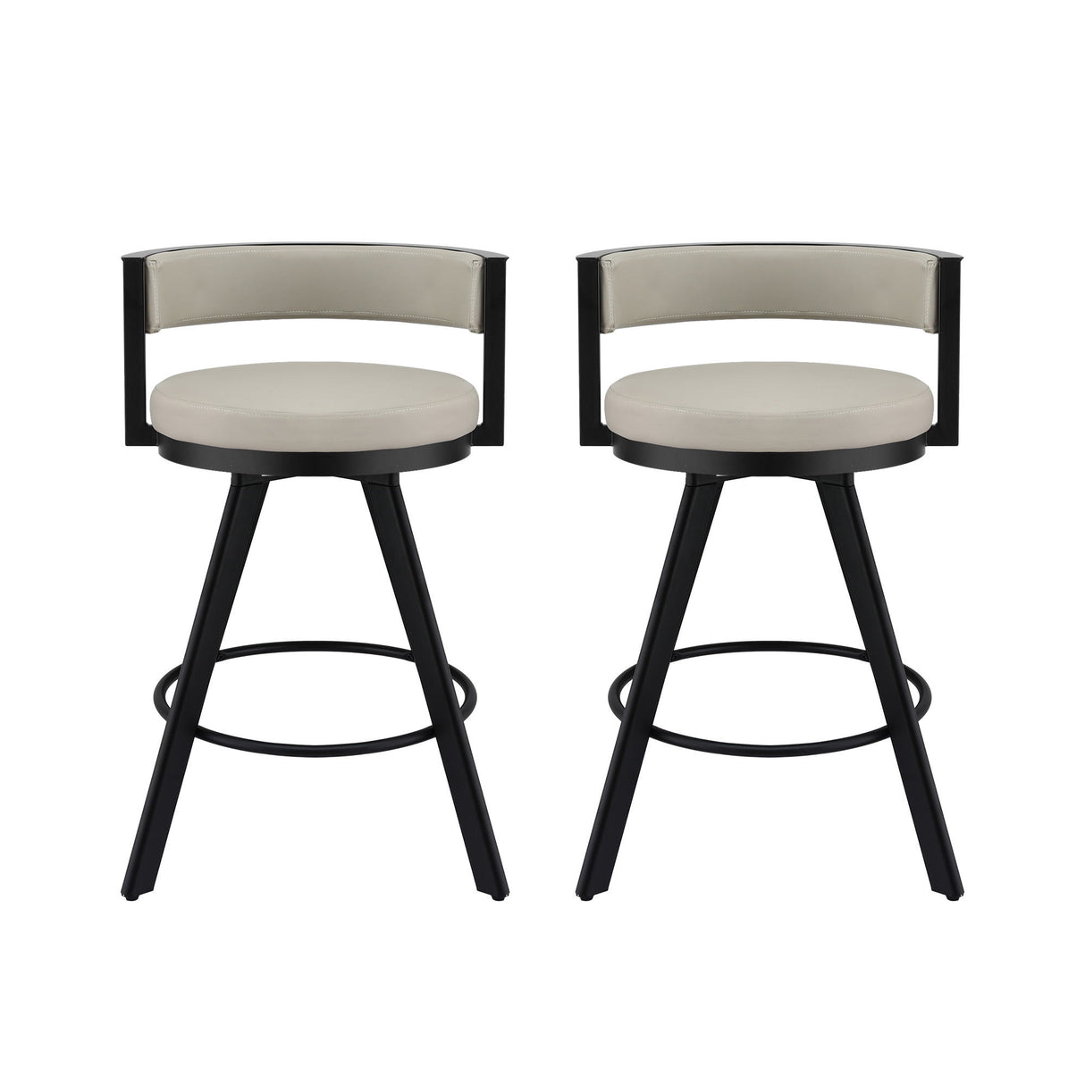 Artiss Bar Stools Set of 2 Swivel Kitchen Chair Metal Counter Beige Leather