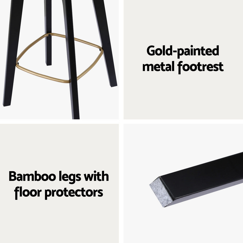 Artiss 4x Bar Stools Rattan Counter Kitchen Dinning Chair Bamboo Saddle Black