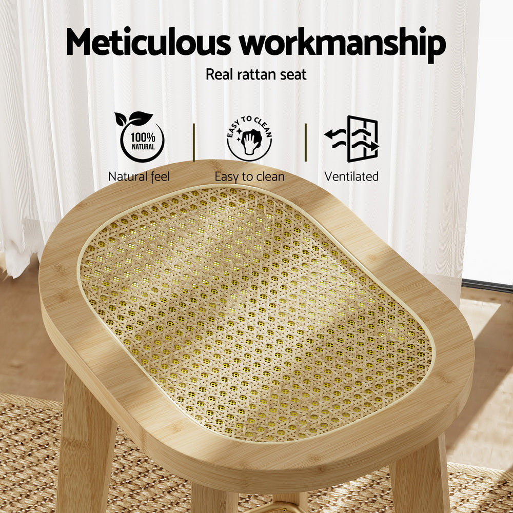 Artiss 4x Bar Stools Bamboo Rattan Stool Counter Chair Kitchen Barstools