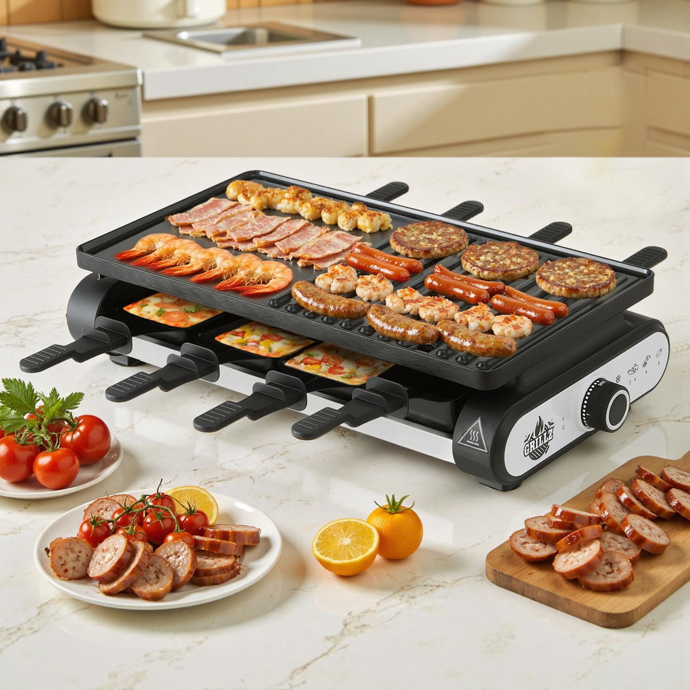 Grillz 1400W Electric BBQ Grill w/ 7 Cooking Pans