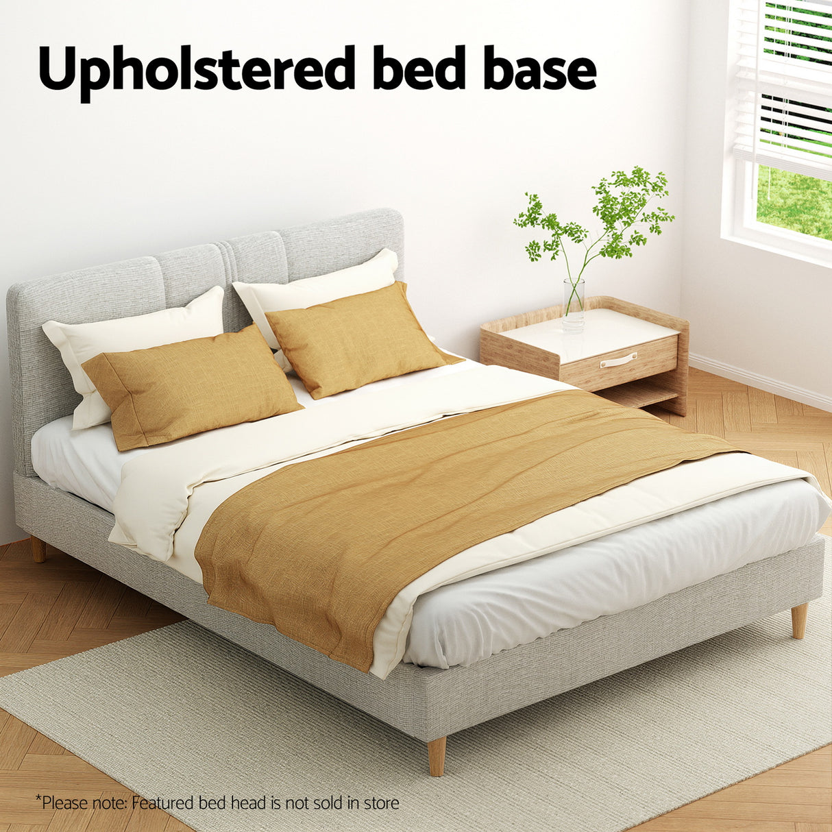 Aria Bed Frame Queen Size Beige ZORA