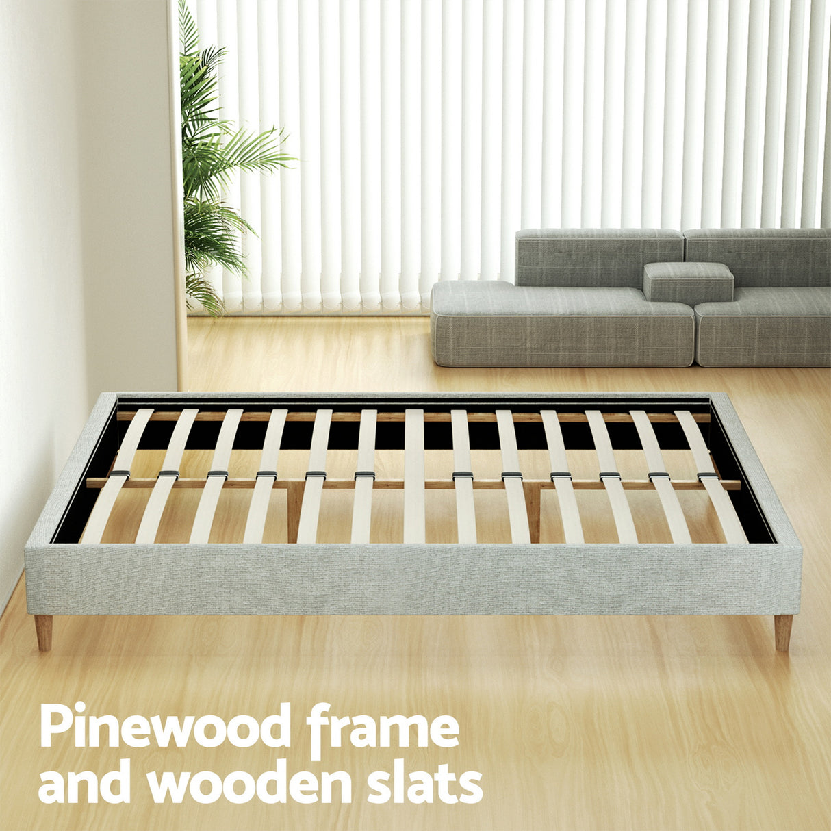Aria Bed Frame Queen Size Beige ZORA