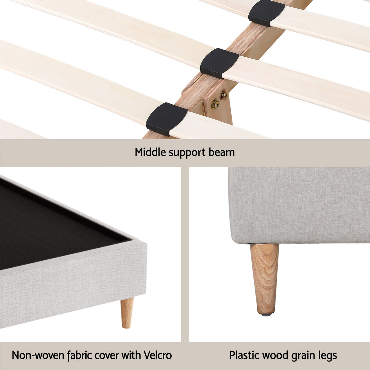 Aria Bed Frame Queen Size Beige ZORA