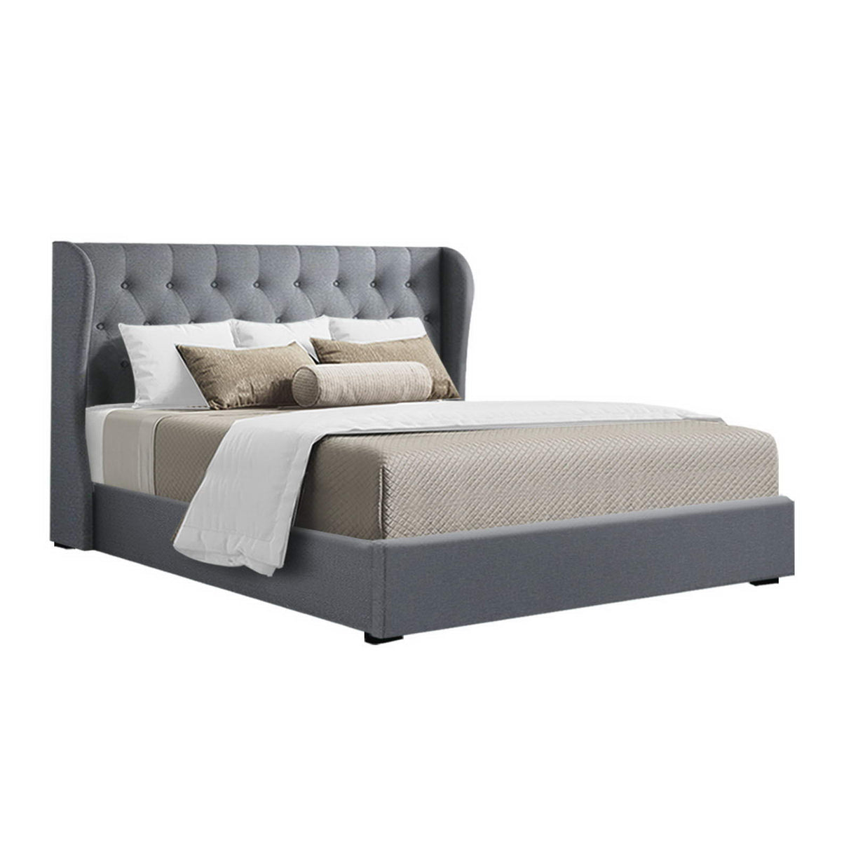 Grey Gas Lift Queen Bed Frame