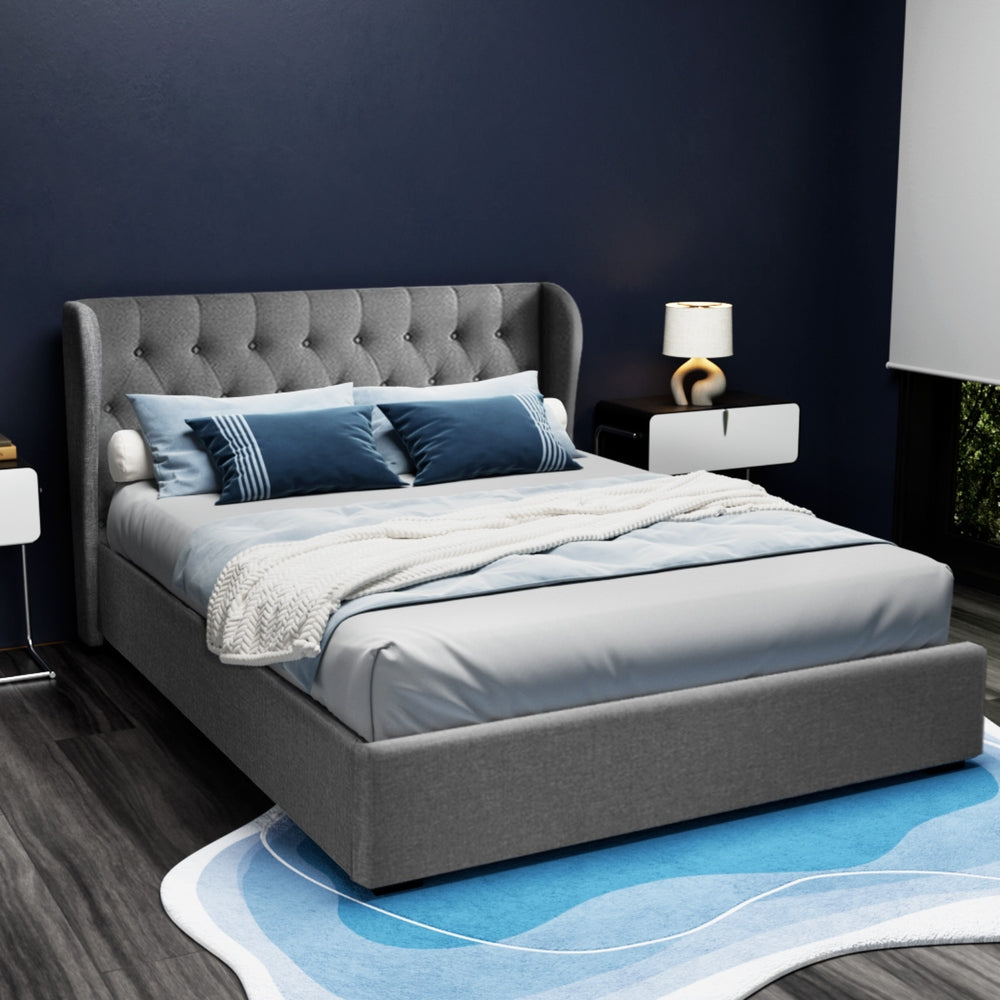 Grey Gas Lift Queen Bed Frame