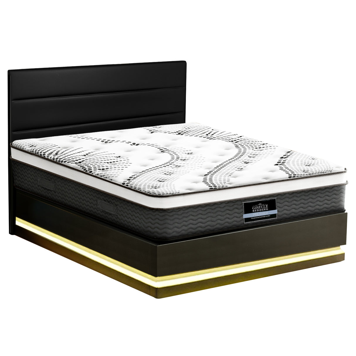 Artiss RGB LED Queen Bed Frame with 32cm Giselle Mattress Set