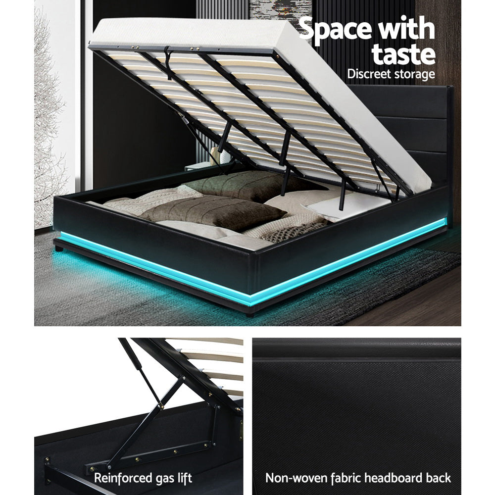 King Bed Frame - Lumi - LED Gas Lift