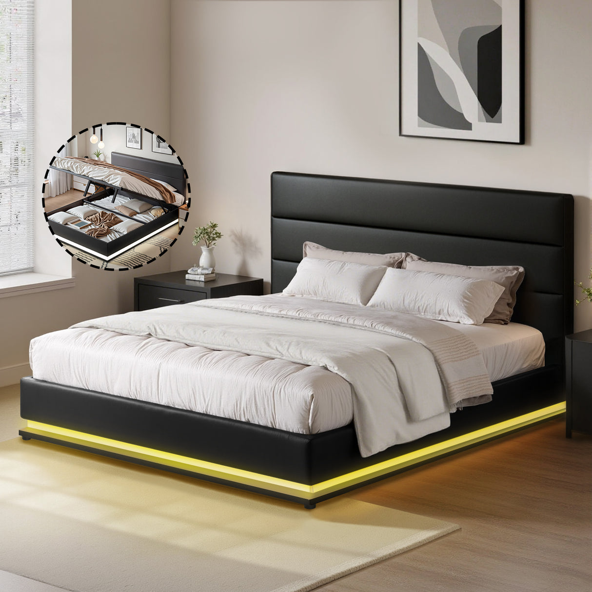 LUMI Queen Gas Lift Bed Frame