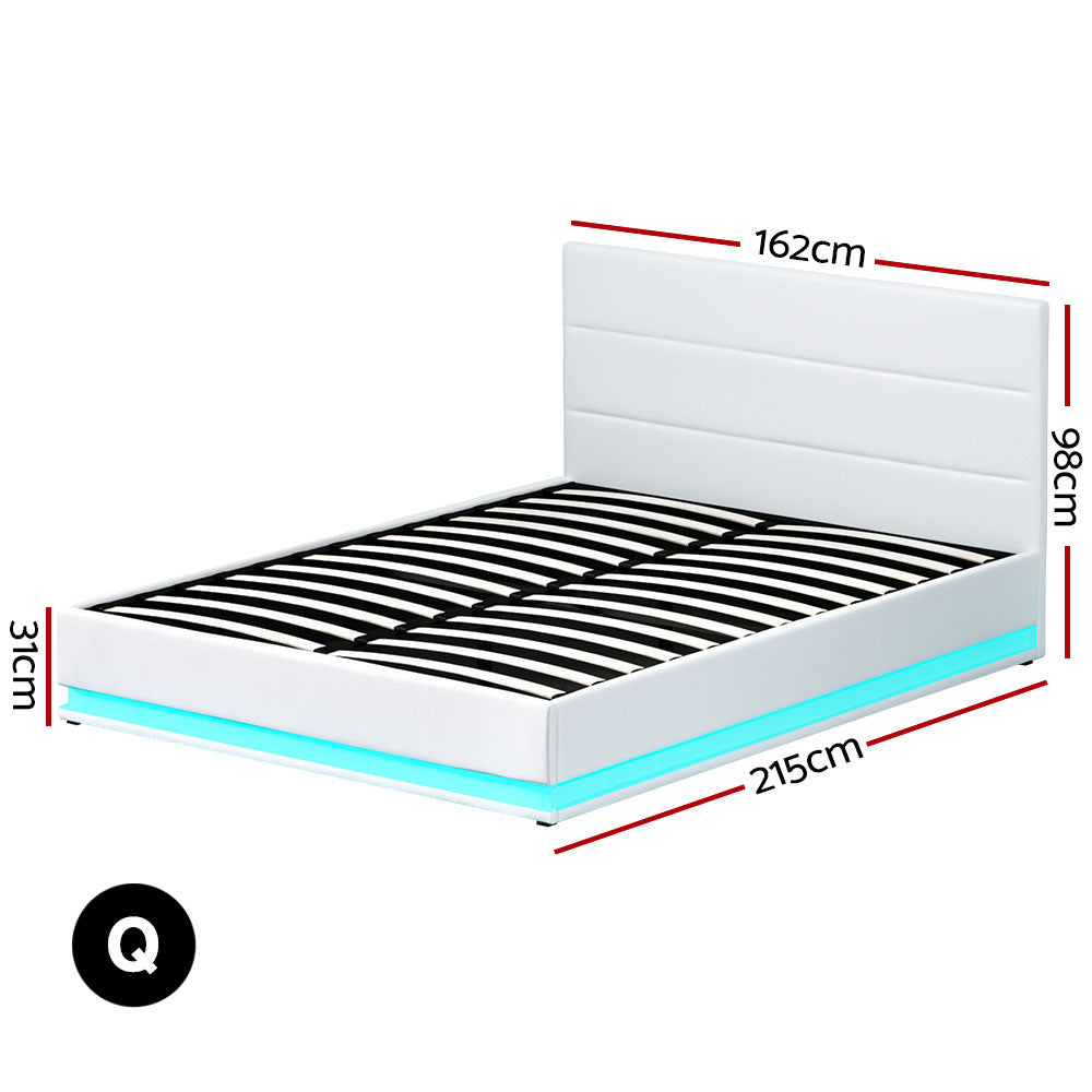 Lumi LED Gas lift Bed Frame - Queen Bed