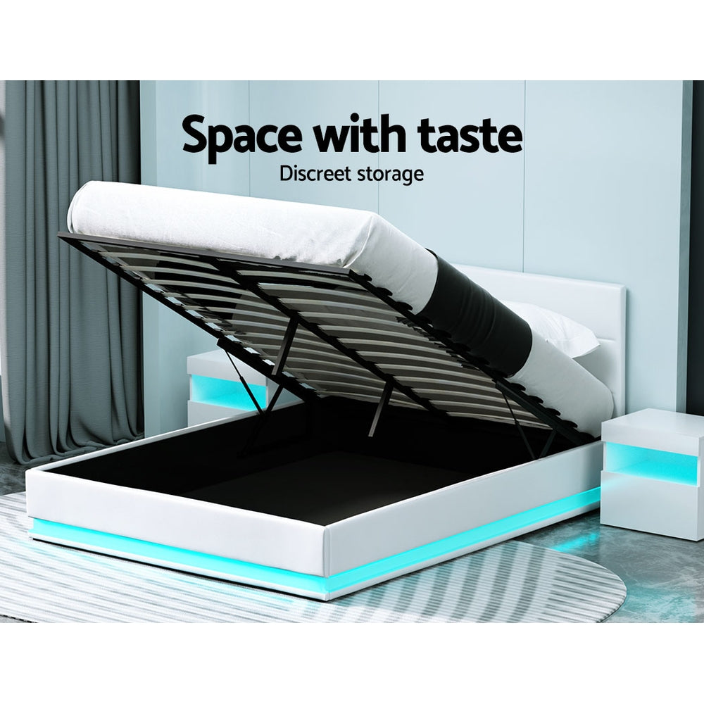 Lumi LED Gas lift Bed Frame - Queen Bed