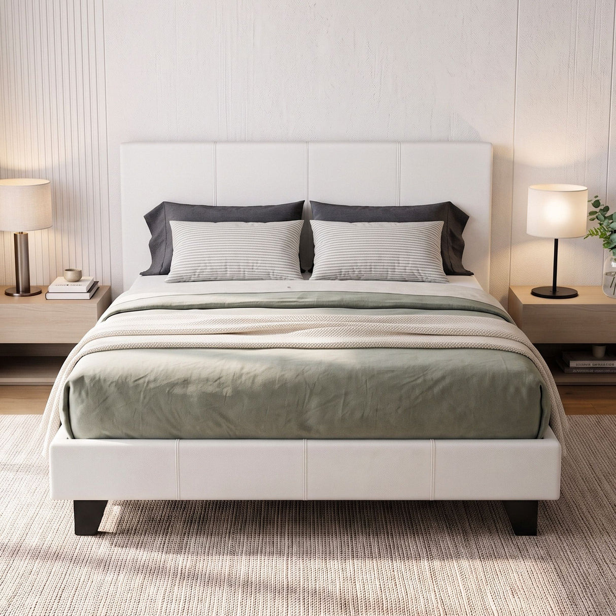 Neo Bed Frame Double Size White Upholstered