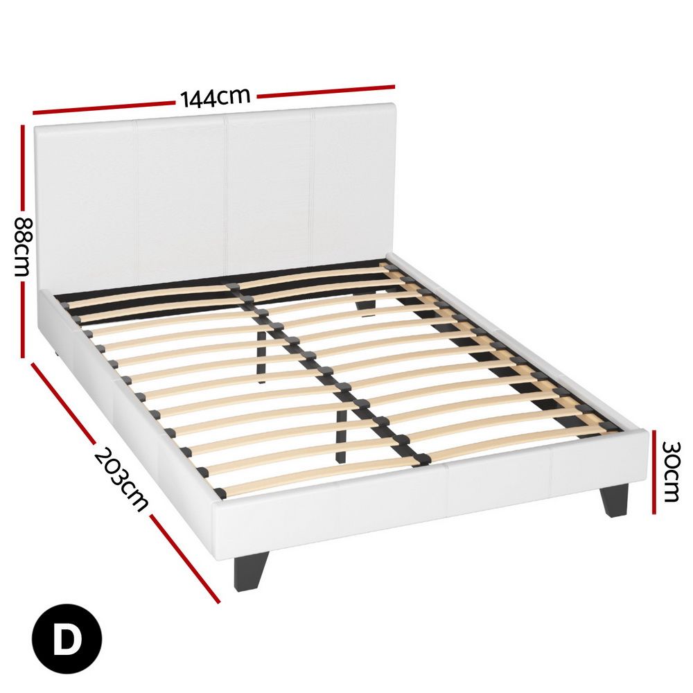 Neo Bed Frame Double Size White Upholstered