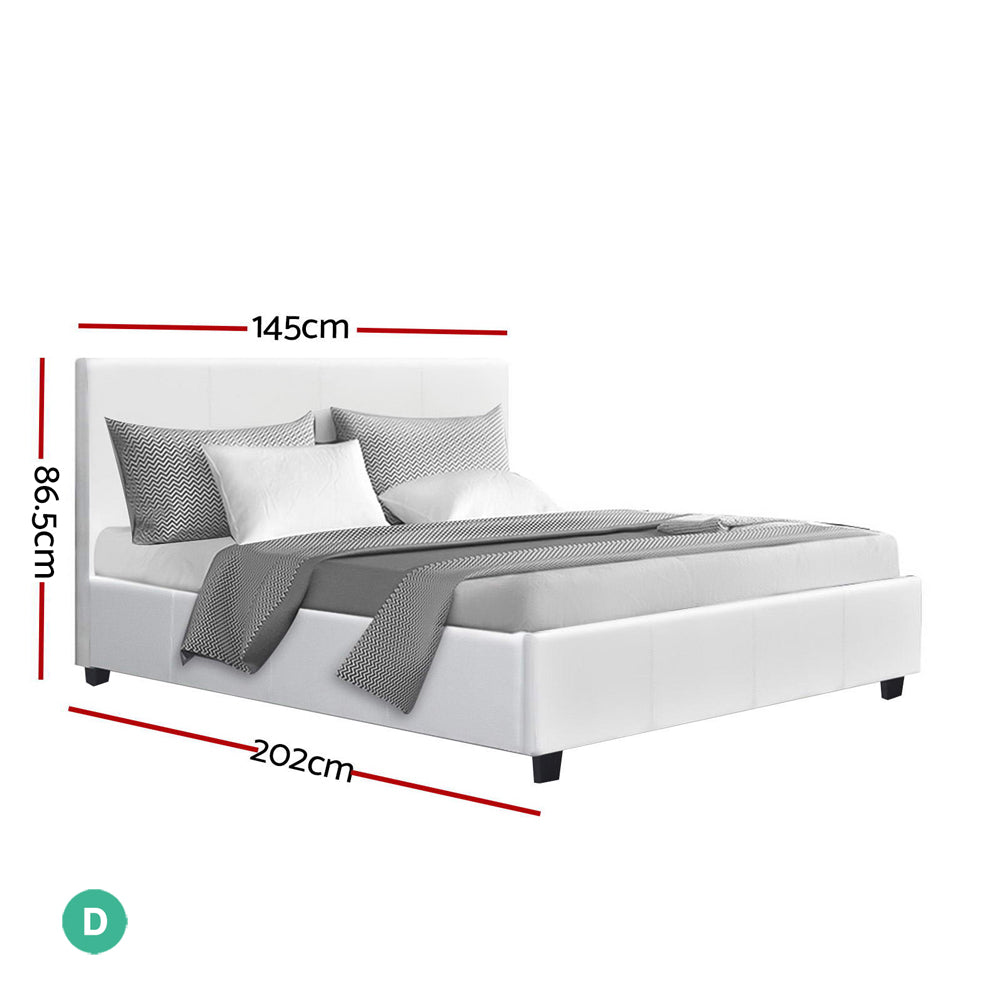 Neo Bed Frame Double Size White Upholstered