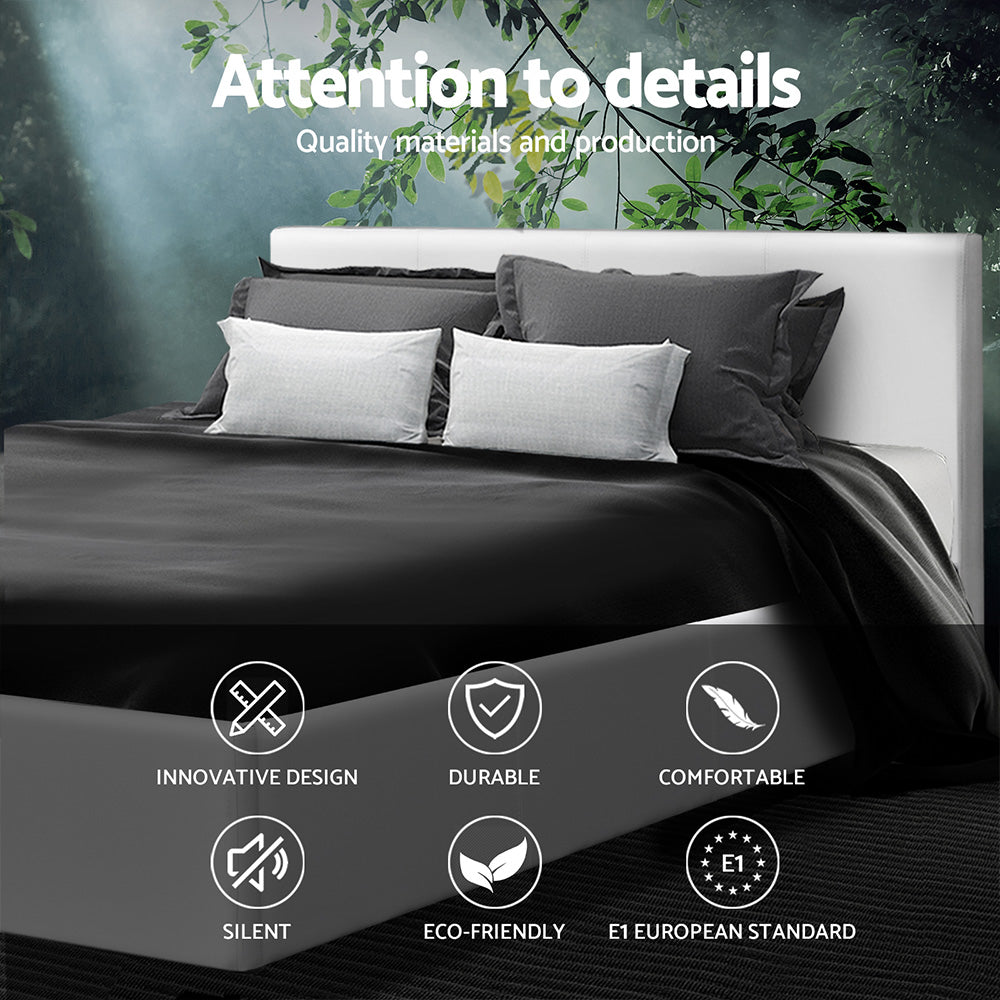 Neo Bed Frame Double Size White Upholstered