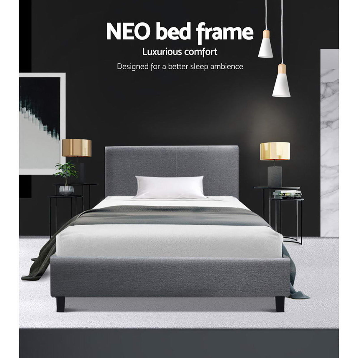 Neo Grey Single Bed Frame