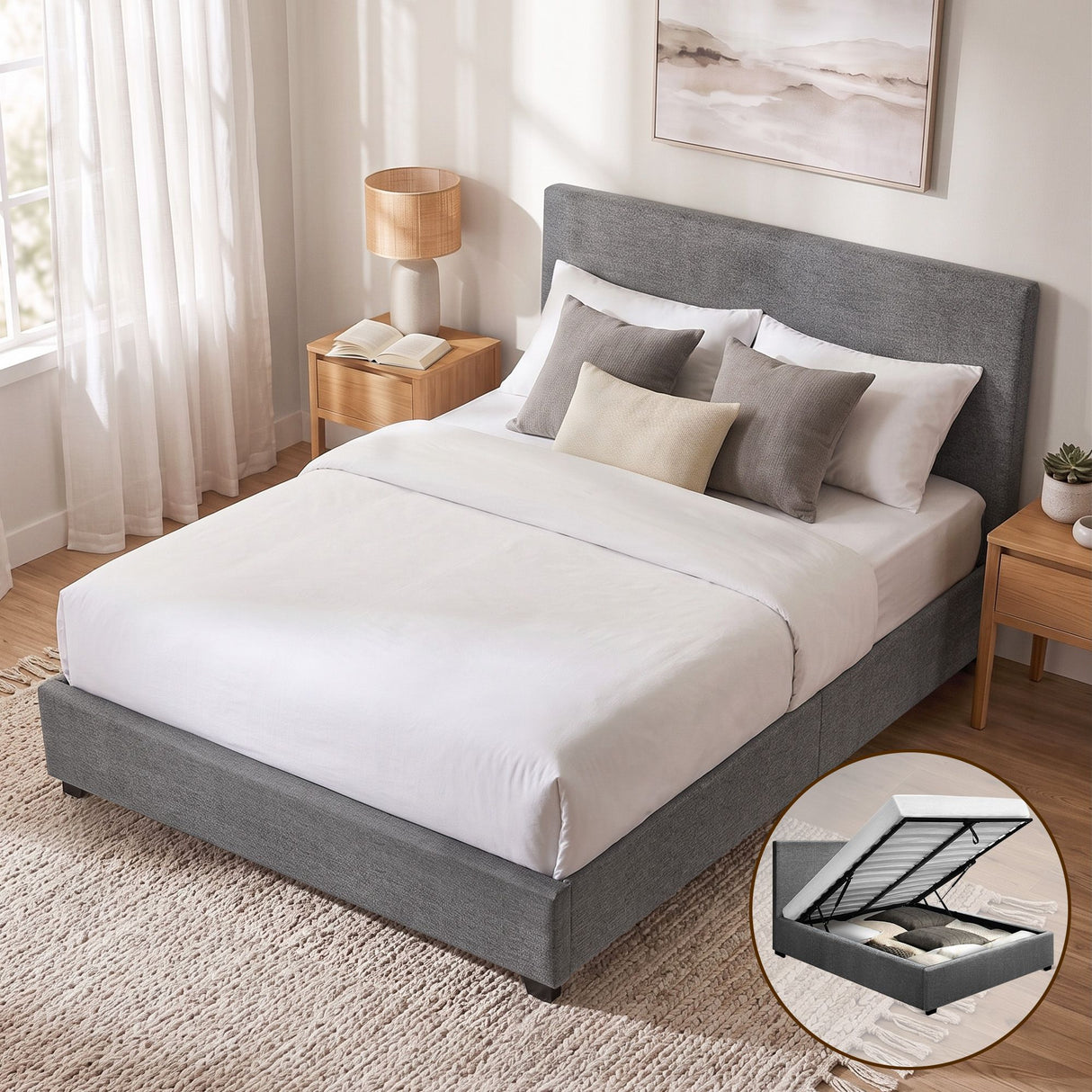 NINO Queen Gas Lift Bed Frame