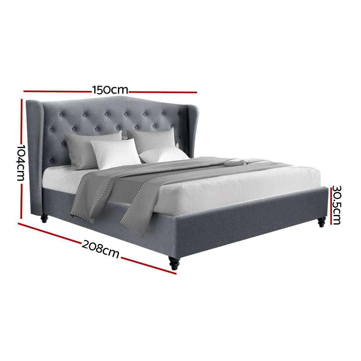 Pier Grey Bed Frame Double Size