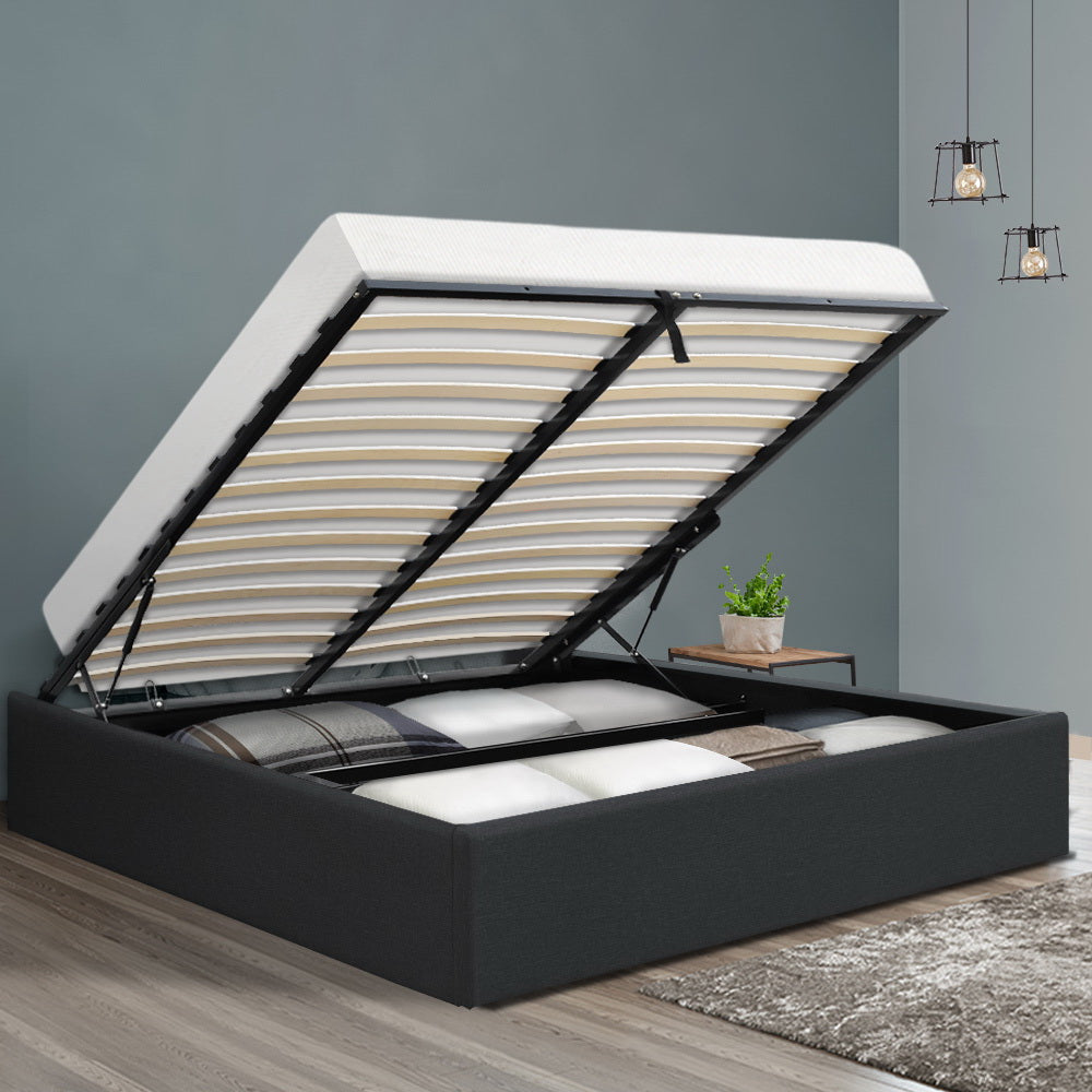 Toki Charcoal Double Gas Lift Bed Frame