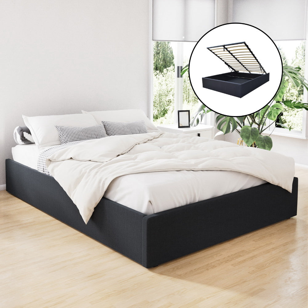 Toki Charcoal Double Gas Lift Bed Frame