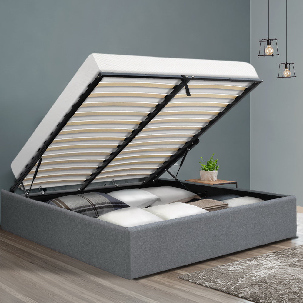 Toki Grey Double Base Gas Lift Bed Frame
