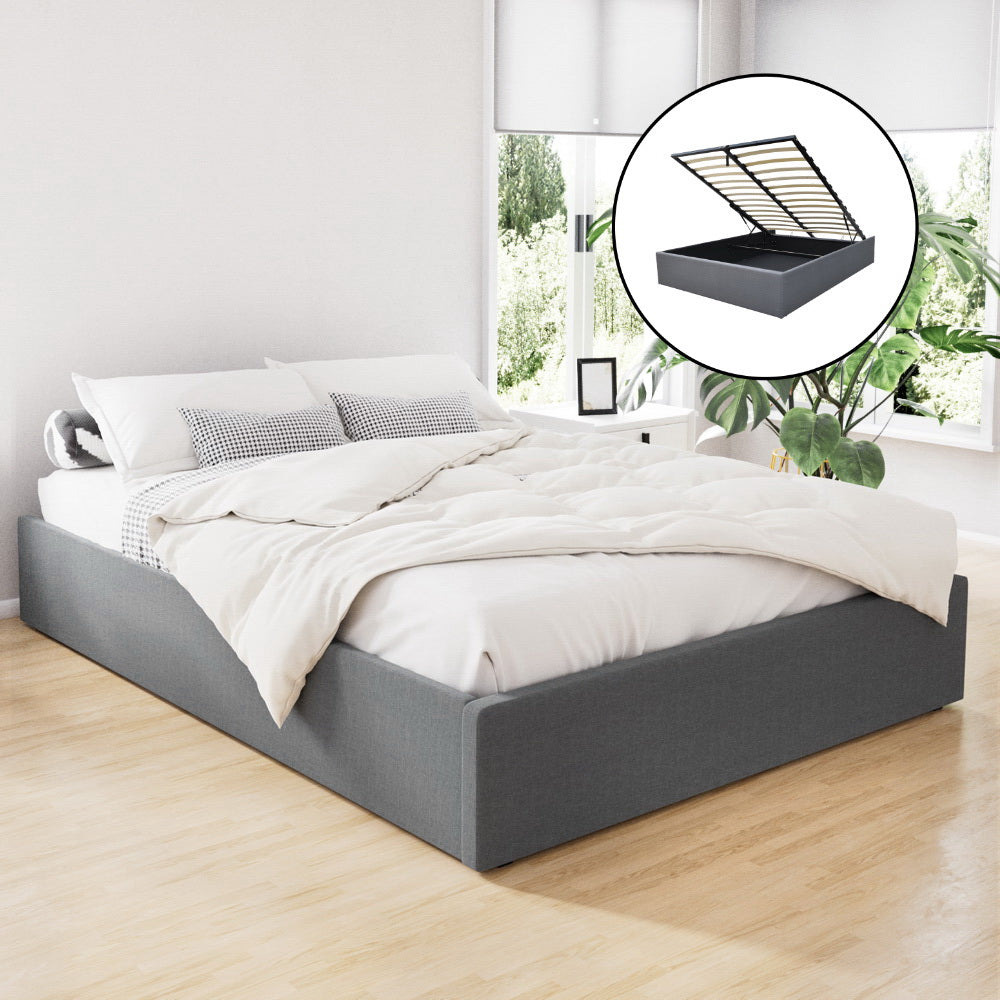 Toki Grey Double Base Gas Lift Bed Frame