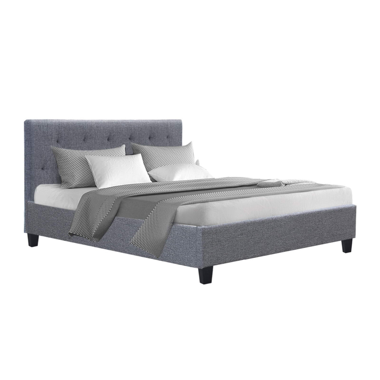 Bed Frame Double Size Gas Lift Grey VILA