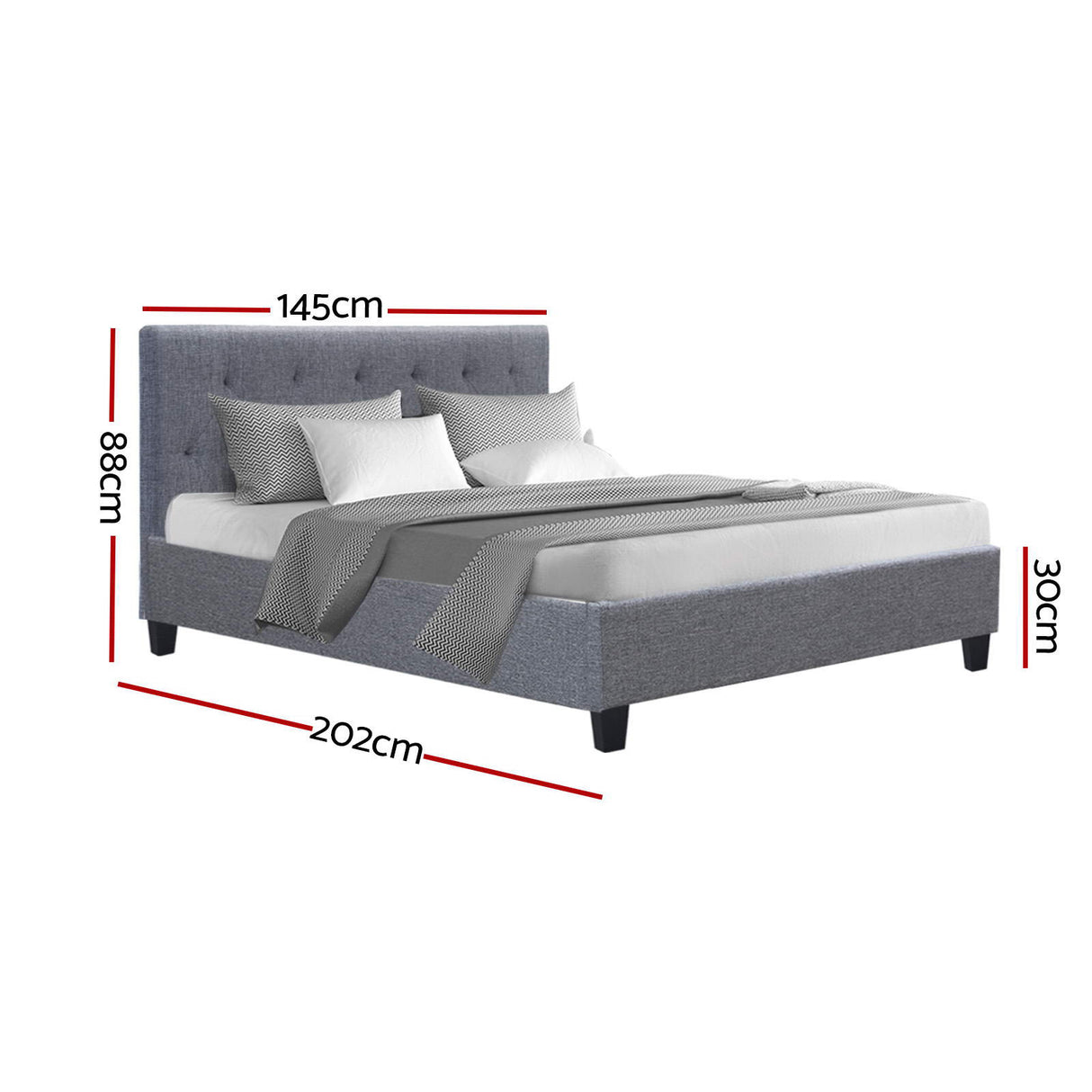 Bed Frame Double Size Gas Lift Grey VILA