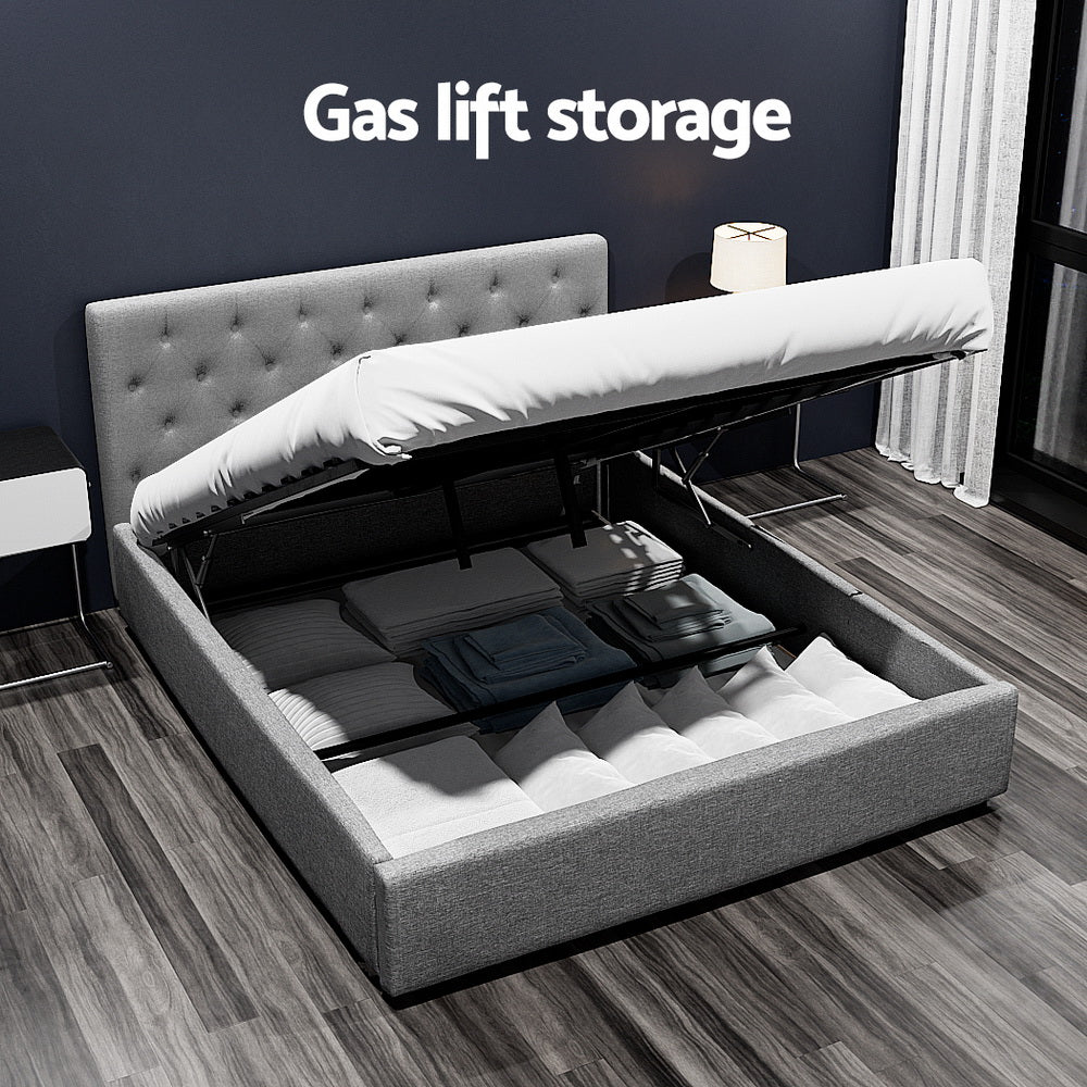 Vila Grey Queen Bed Gas Lift Frame
