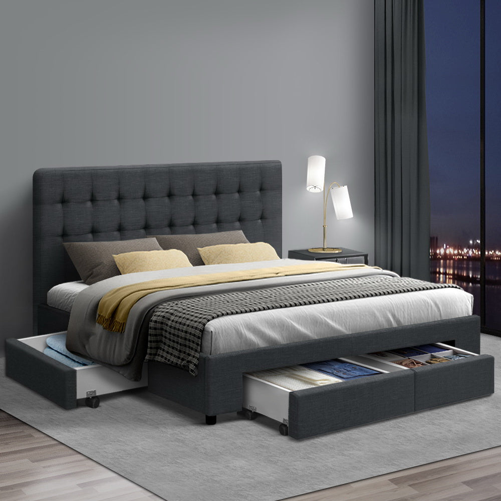 Avio Charcoal Bed Frame Double Size