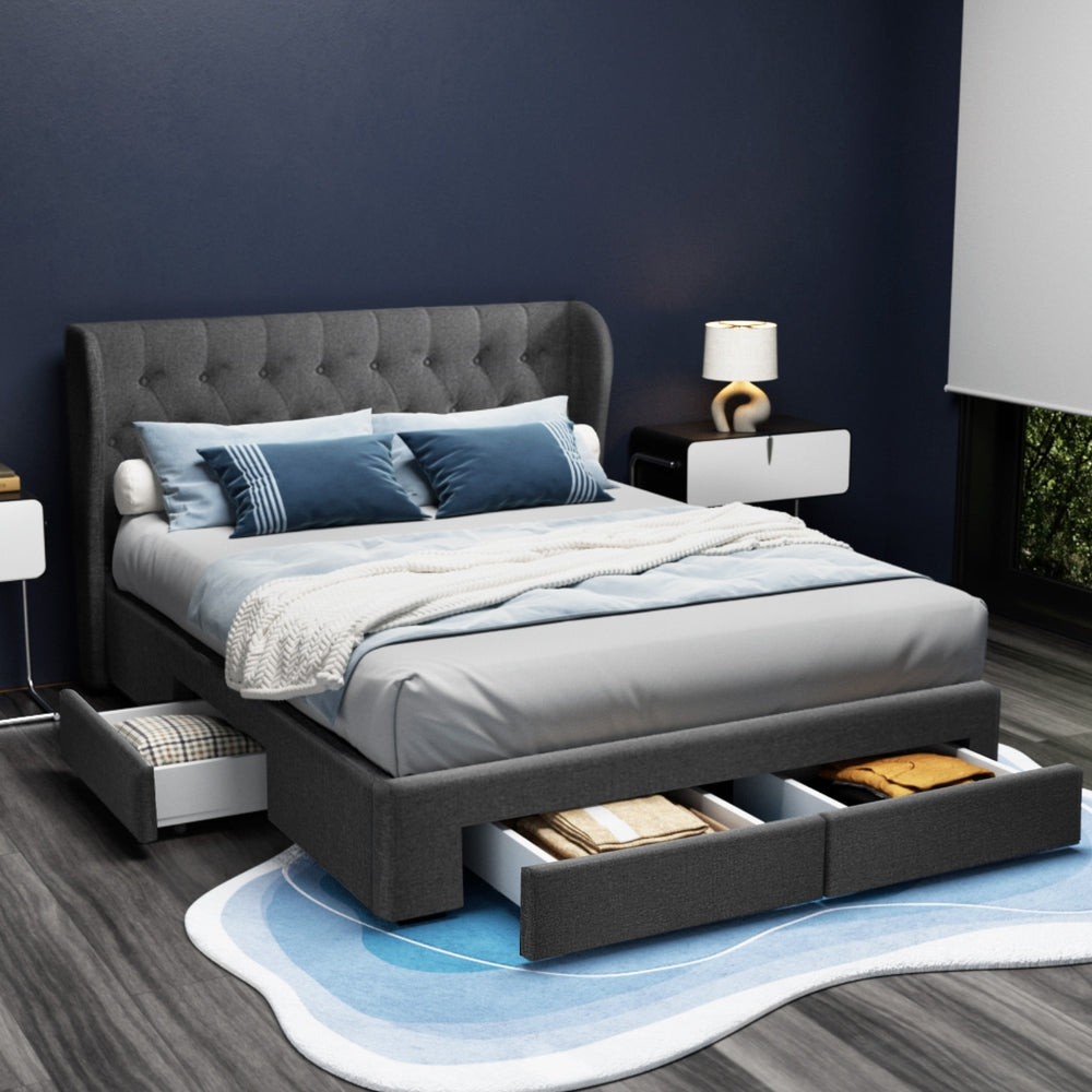Mila Charcoal Bed Frame Queen Size