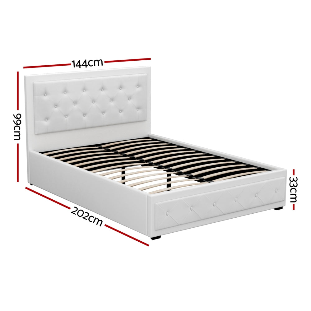 Double White Tiyo Gas Lift Bed Frame