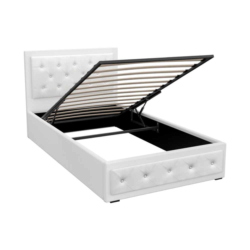 Tiyo White King Single Gas Lift Bed Frame