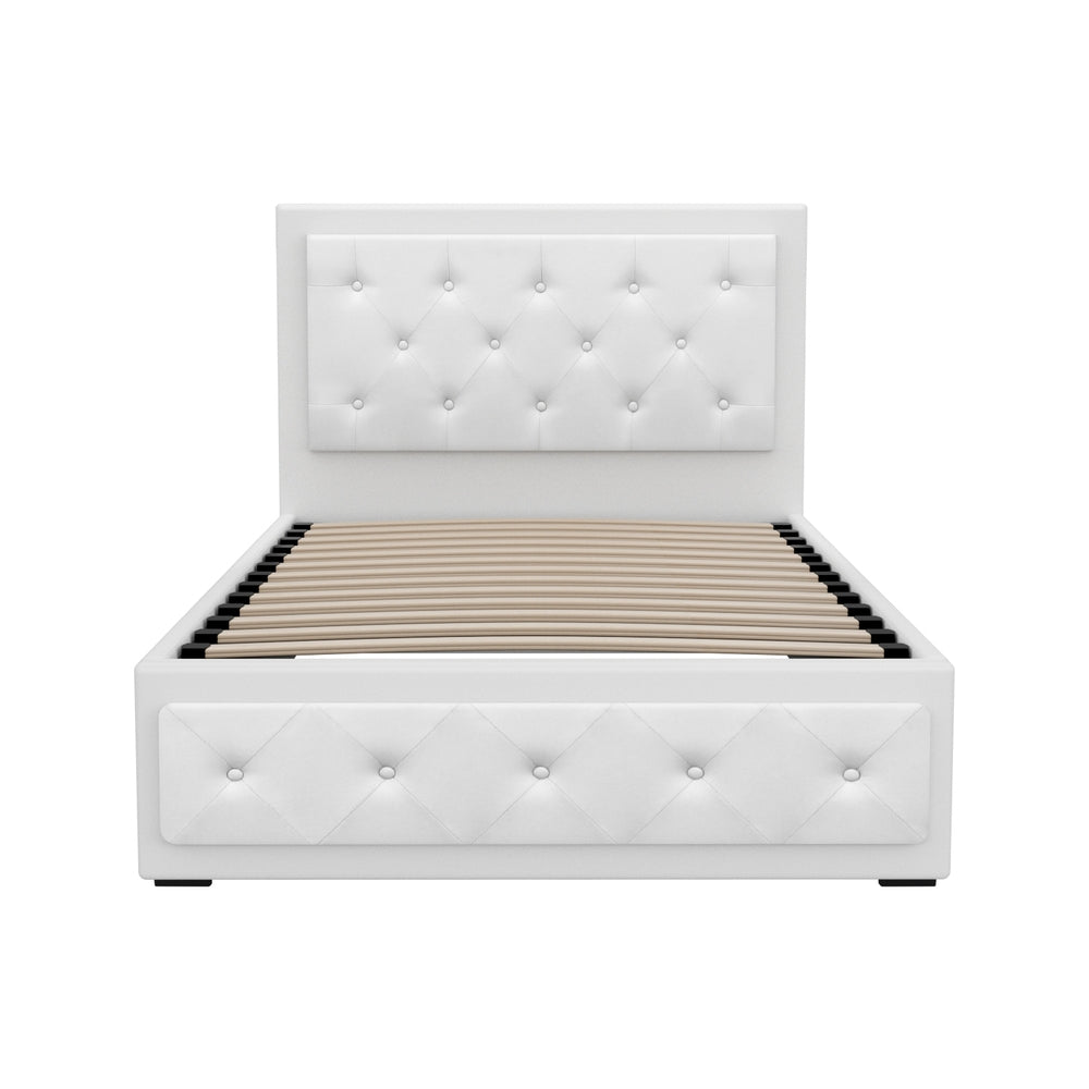 Tiyo White King Single Gas Lift Bed Frame